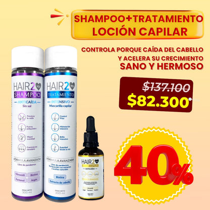 Loción capilar con Minoxidil + Shampoo Anti-Caída + Tratamiento Nutritivo - 40%